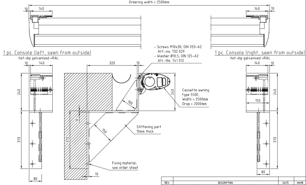 Warema Retractable Awning and Gallow Bracket Design