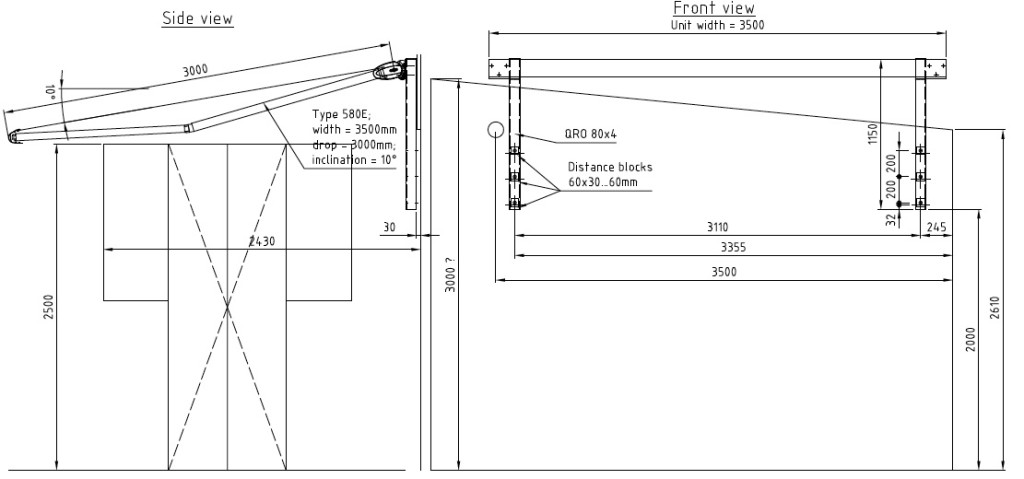 Warema Retractable Awning and Spreader Plates